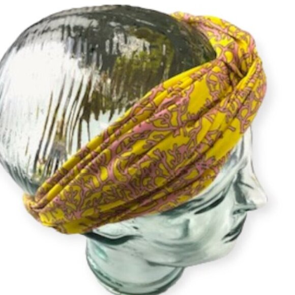 ZARA Bohemian Yellow Pink S/M Elastic Head Wrap - Picture 3 of 9